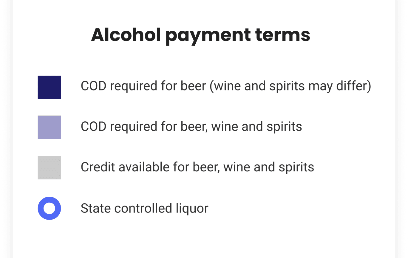 Alcohol Payment Terms Legend